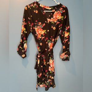 Black Floral Tie Waist Maternity Blouse